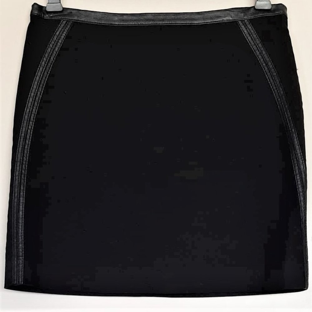 NWOT Black Faux Leather Trimmed Skirt